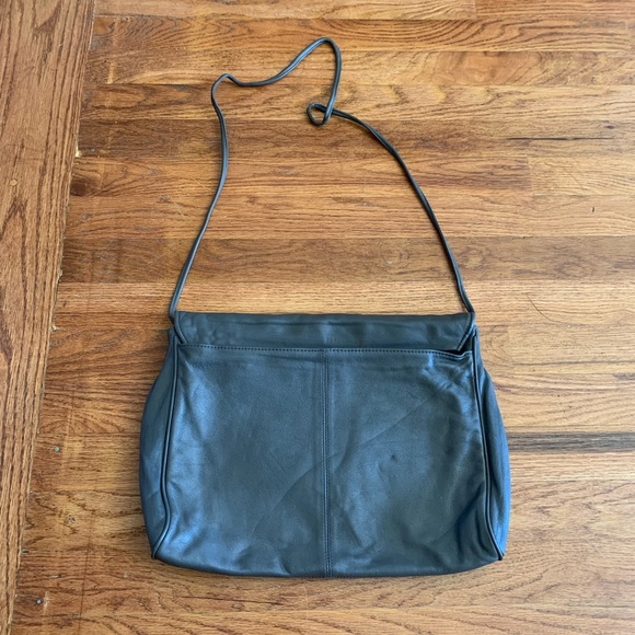 Vintage 80s Albi Gray Leather Crossbody Purse Crocodile Print - Picture 5 of 11